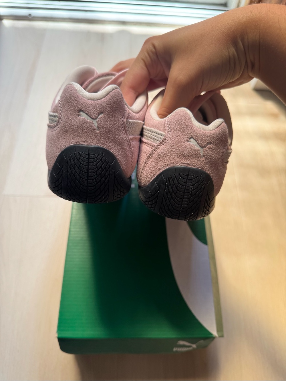 Puma Women’s Pink Suede Sneakers with Cream Stripe - Picture 3 of 7
